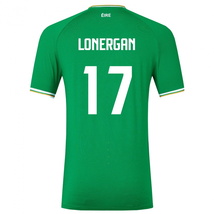 Miesten Irlanti Tom Lonergan #17 Vihreä Kotipaita 24-26 Lyhythihainen Paita T-Paita