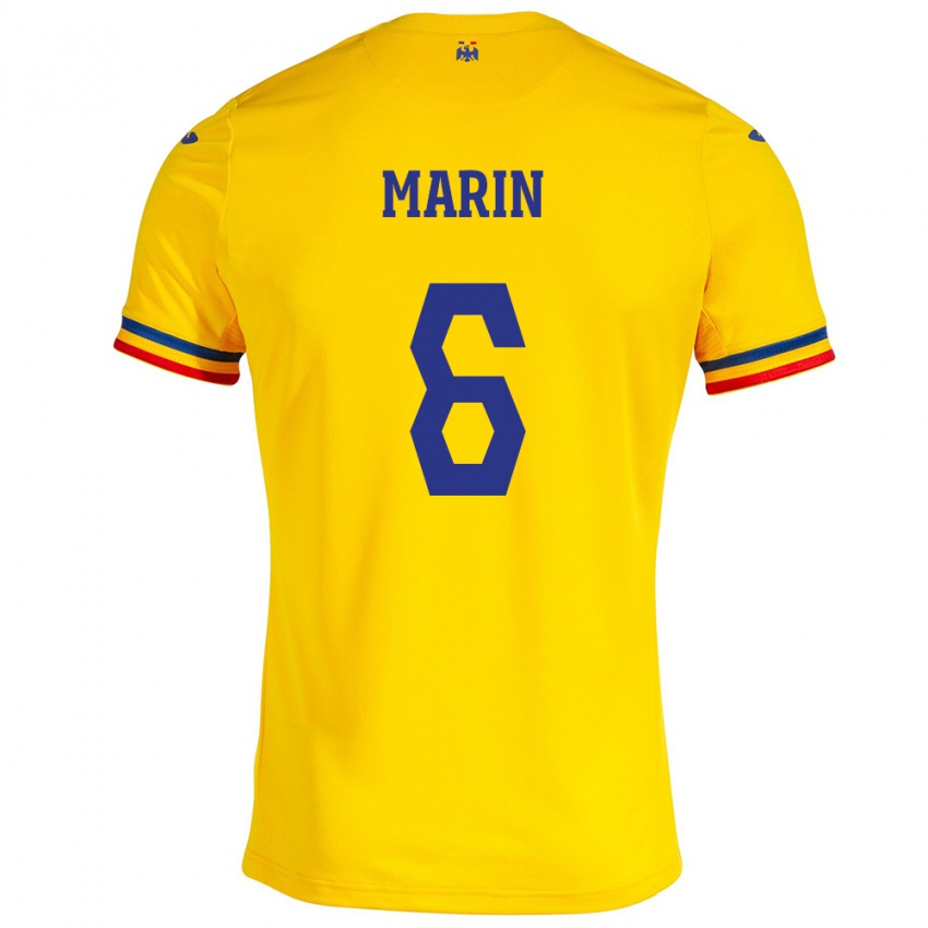 Miesten Romania Marius Marin #6 Keltainen Kotipaita 24-26 Lyhythihainen Paita T-Paita