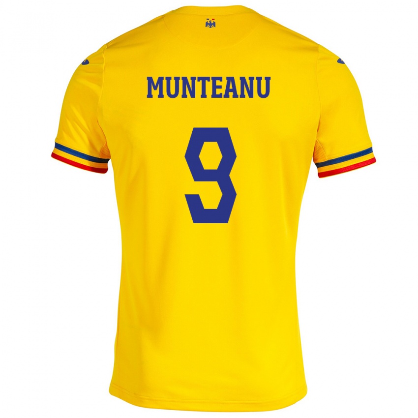 Miesten Romania Louis Munteanu #9 Keltainen Kotipaita 24-26 Lyhythihainen Paita T-Paita