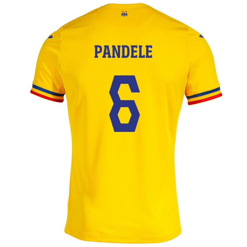 Miesten Romania Andrei Pandele #6 Keltainen Kotipaita 24-26 Lyhythihainen Paita T-Paita