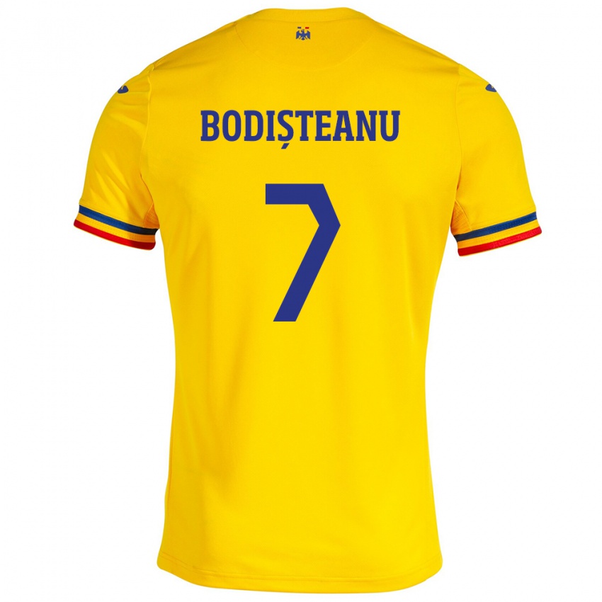 Miesten Romania Ștefan Bodișteanu #7 Keltainen Kotipaita 24-26 Lyhythihainen Paita T-Paita