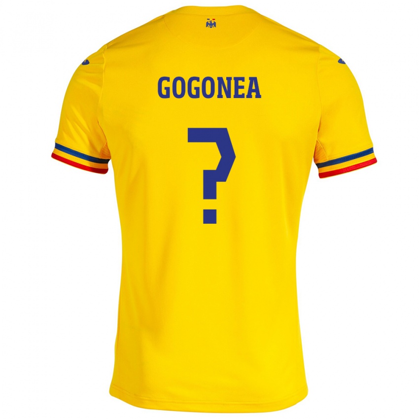 Miesten Romania Raul Gogonea #0 Keltainen Kotipaita 24-26 Lyhythihainen Paita T-Paita