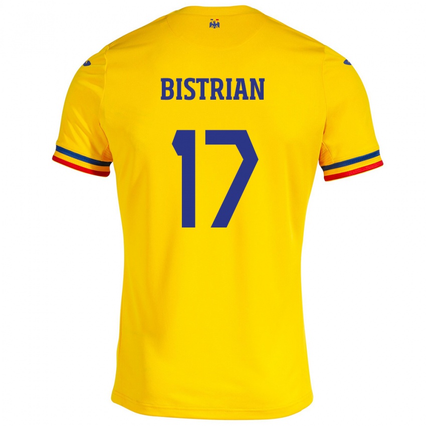 Miesten Romania Claudia Bistrian #17 Keltainen Kotipaita 24-26 Lyhythihainen Paita T-Paita