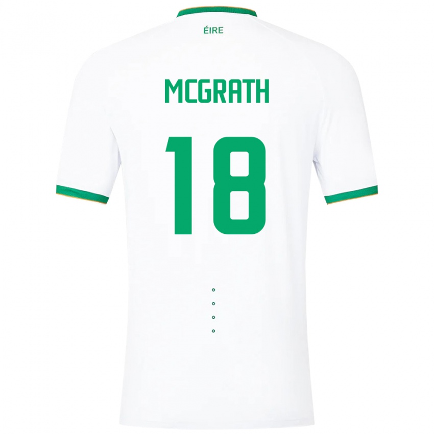 Miesten Irlanti Jamie Mcgrath #18 Valkoinen Vieraspaita 24-26 Lyhythihainen Paita T-Paita