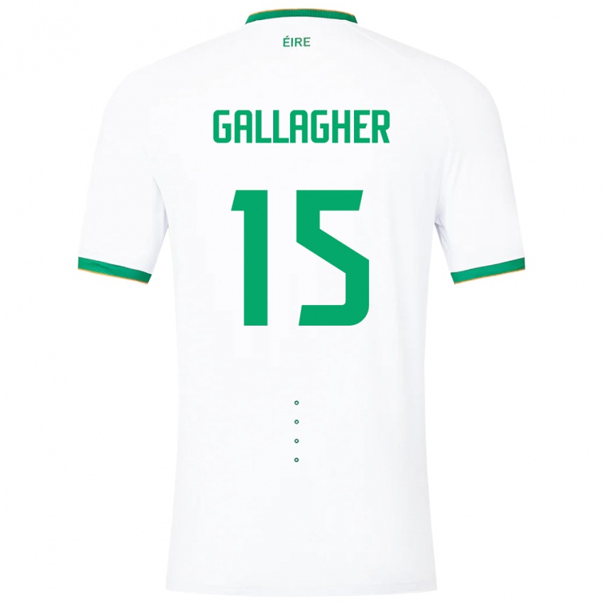 Miesten Irlanti Oisín Gallagher #15 Valkoinen Vieraspaita 24-26 Lyhythihainen Paita T-Paita