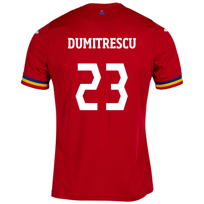 Miesten Romania Andres Dumitrescu #23 Punainen Vieraspaita 24-26 Lyhythihainen Paita T-Paita