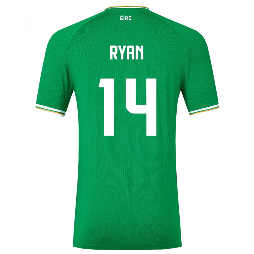 Naisten Irlanti John Ryan #14 Vihreä Kotipaita 24-26 Lyhythihainen Paita T-Paita