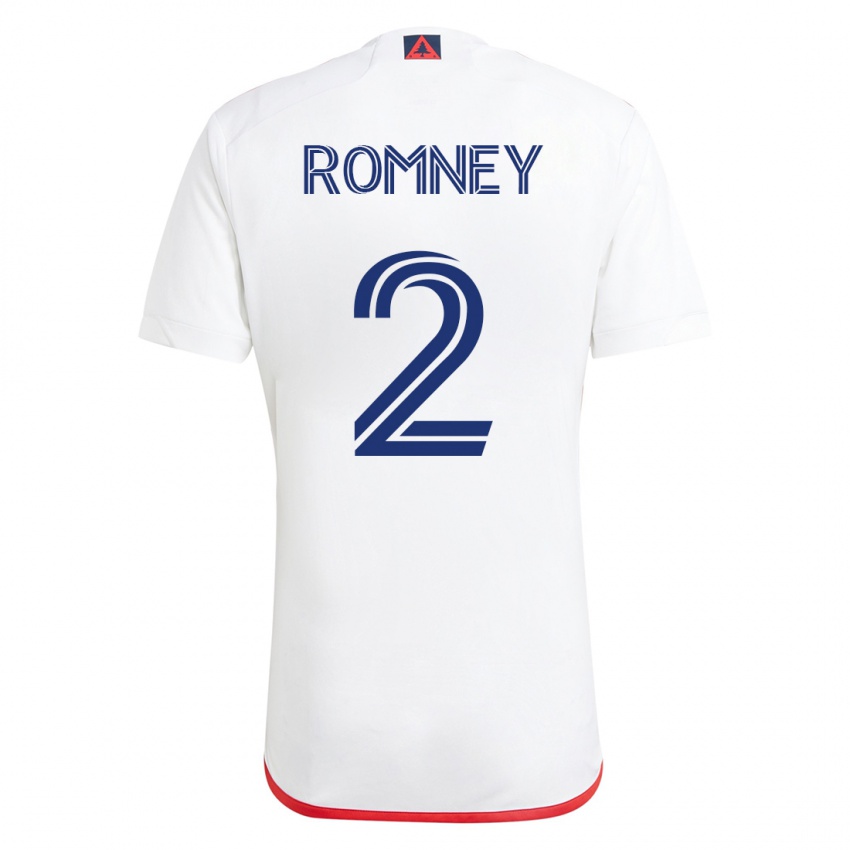 Lapset Dave Romney #2 Valkoinen Punainen Vieraspaita 2023/24 Lyhythihainen Paita T-Paita