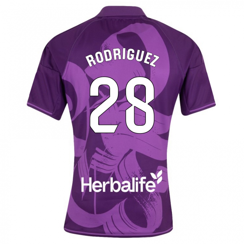 Lapset Yago Rodríguez #28 Violetti Vieraspaita 2023/24 Lyhythihainen Paita T-Paita