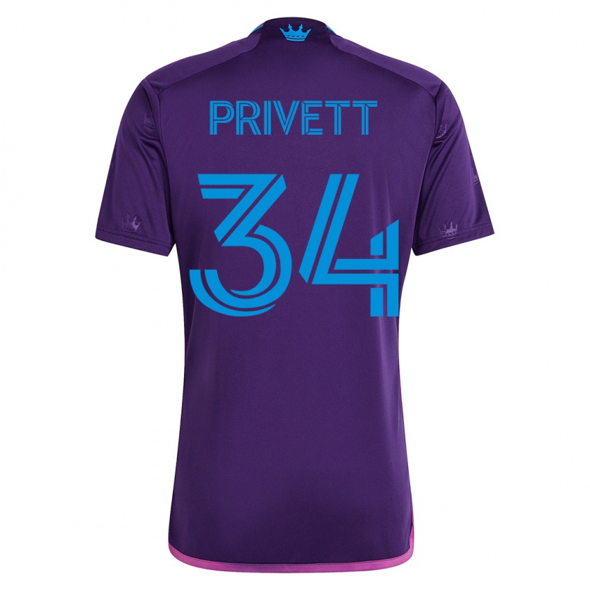 Miesten Andrew Privett #34 Violetti Vieraspaita 2023/24 Lyhythihainen Paita T-Paita