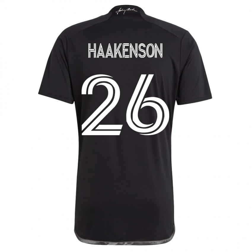 Miesten Luke Haakenson #26 Musta Vieraspaita 2023/24 Lyhythihainen Paita T-Paita