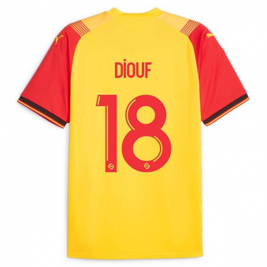 Naisten Andy Diouf #18 Keltainen Kotipaita 2023/24 Lyhythihainen Paita T-Paita