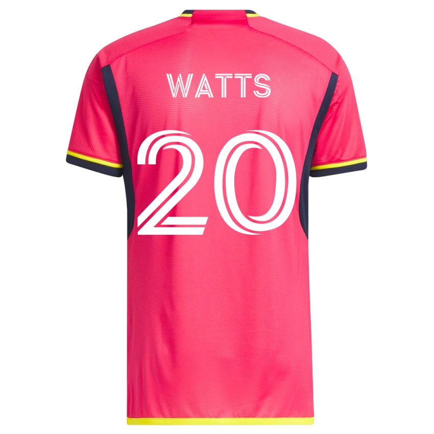 Naisten Akil Watts #20 Vaaleanpunainen Kotipaita 2023/24 Lyhythihainen Paita T-Paita