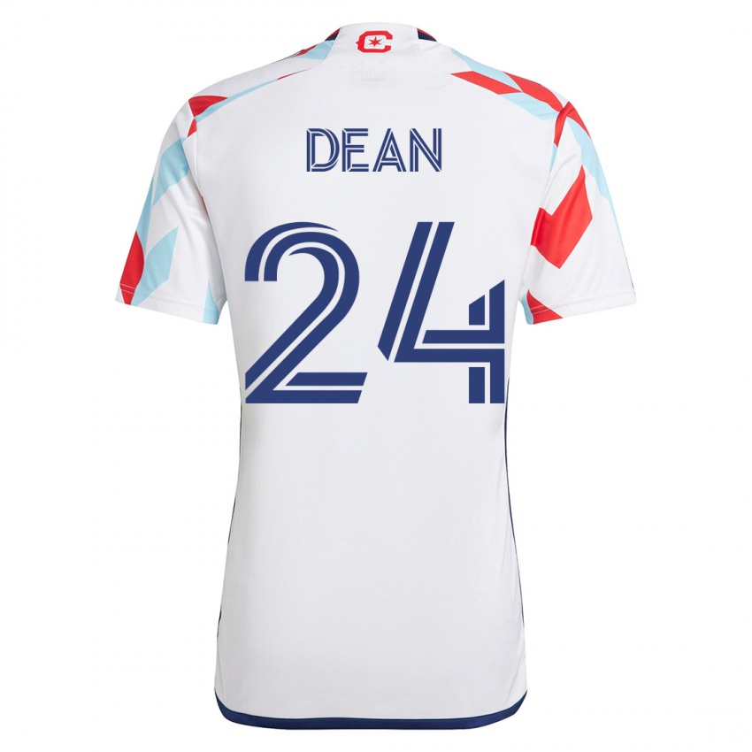 Naisten Jonathan Dean #24 Valkoinen Sininen Vieraspaita 2023/24 Lyhythihainen Paita T-Paita