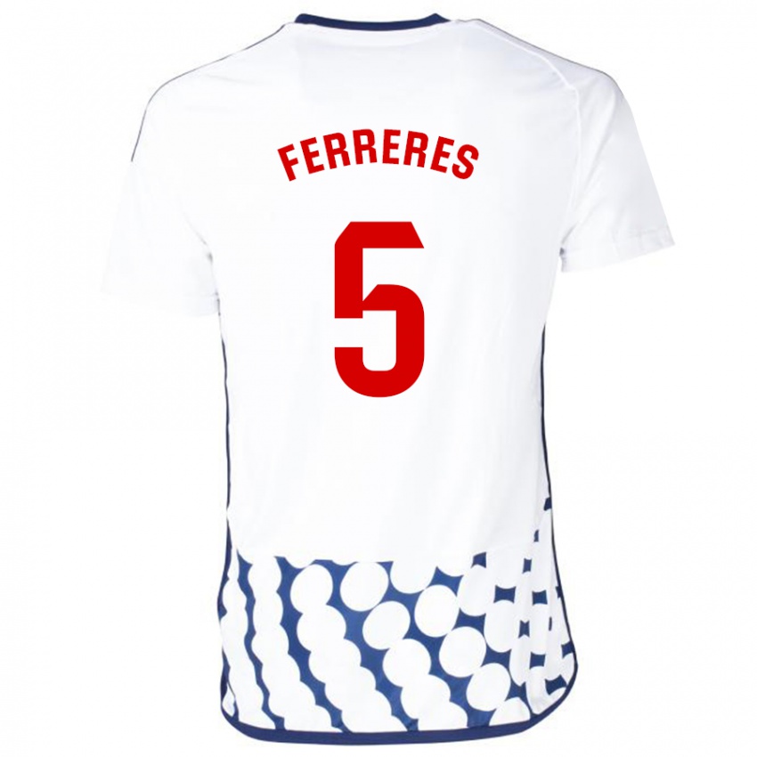 Naisten Manolo Ferreres #5 Valkoinen Vieraspaita 2023/24 Lyhythihainen Paita T-Paita