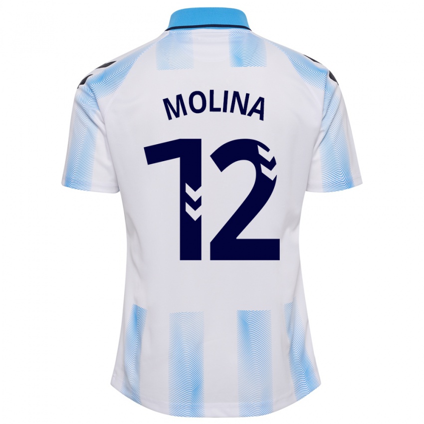 Lapset Manu Molina #12 Valkoinen Sininen Kotipaita 2023/24 Lyhythihainen Paita T-Paita