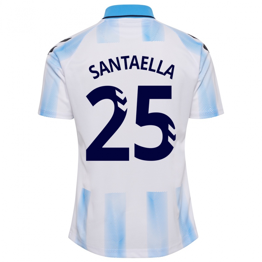 Lapset Miguel Ángel Santaella #25 Valkoinen Sininen Kotipaita 2023/24 Lyhythihainen Paita T-Paita