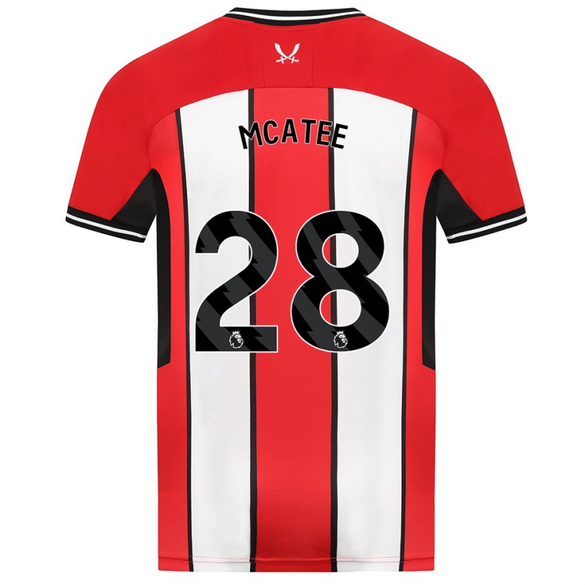 Lapset James Mcatee #28 Punainen Kotipaita 2023/24 Lyhythihainen Paita T-Paita