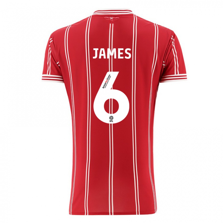 Lapset Matty James #6 Punainen Kotipaita 2023/24 Lyhythihainen Paita T-Paita