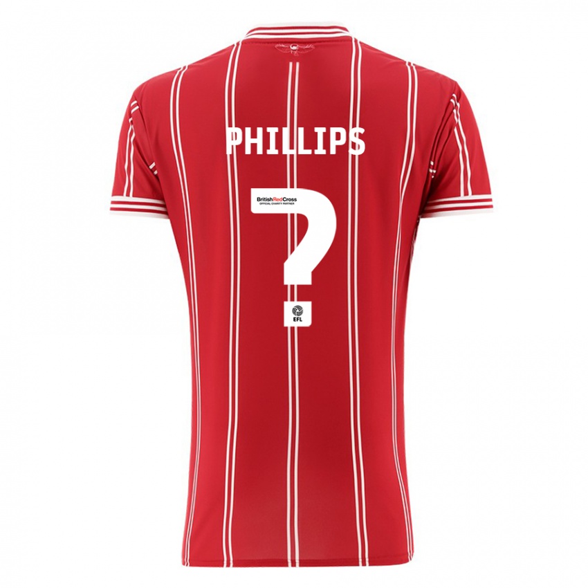 Lapset Billy Phillips #0 Punainen Kotipaita 2023/24 Lyhythihainen Paita T-Paita