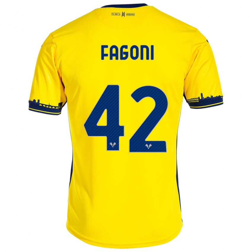 Lapset Marco Fagoni #42 Keltainen Vieraspaita 2023/24 Lyhythihainen Paita T-Paita