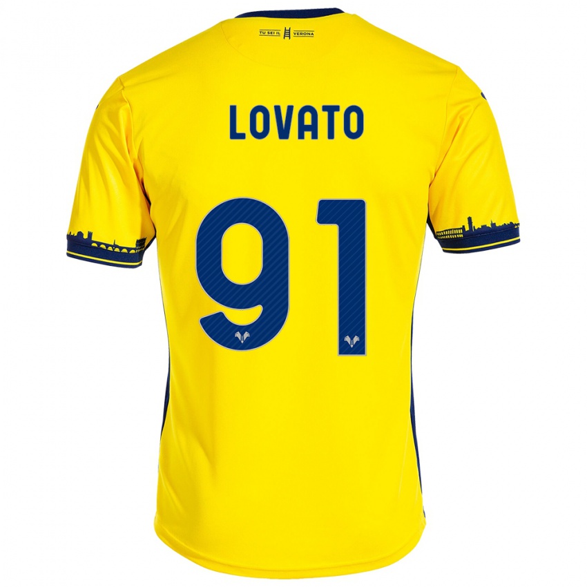 Lapset Enrico Lovato #91 Keltainen Vieraspaita 2023/24 Lyhythihainen Paita T-Paita