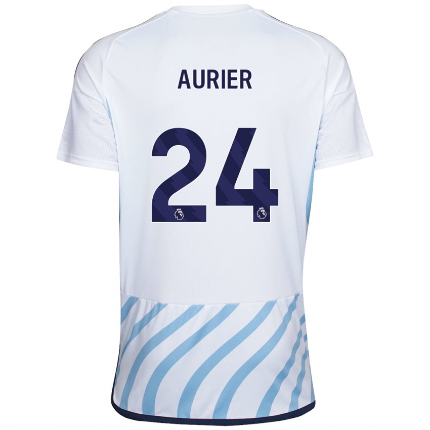 Lapset Serge Aurier #24 Valkoinen Sininen Vieraspaita 2023/24 Lyhythihainen Paita T-Paita