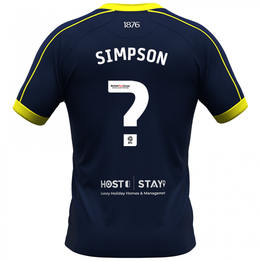 Lapset Nathan Simpson #0 Laivasto Vieraspaita 2023/24 Lyhythihainen Paita T-Paita