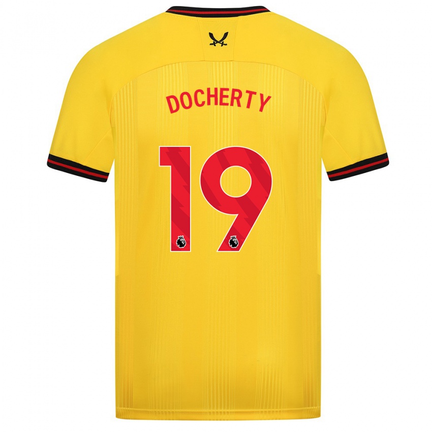 Lapset Charley Docherty #19 Keltainen Vieraspaita 2023/24 Lyhythihainen Paita T-Paita