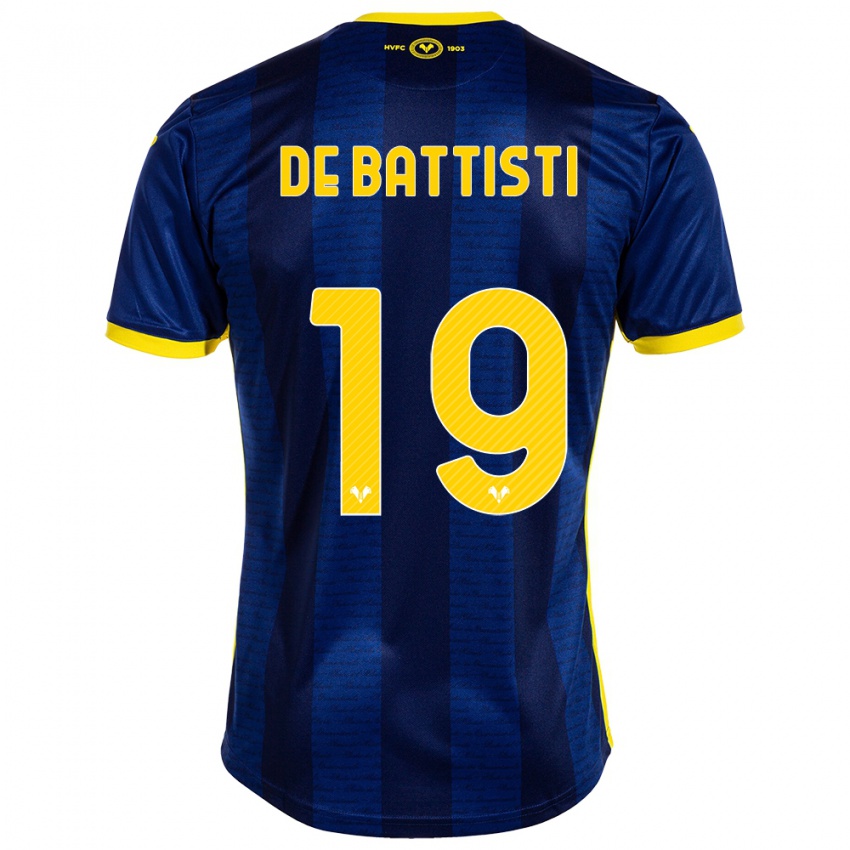 Miesten Davide De Battisti #19 Laivasto Kotipaita 2023/24 Lyhythihainen Paita T-Paita