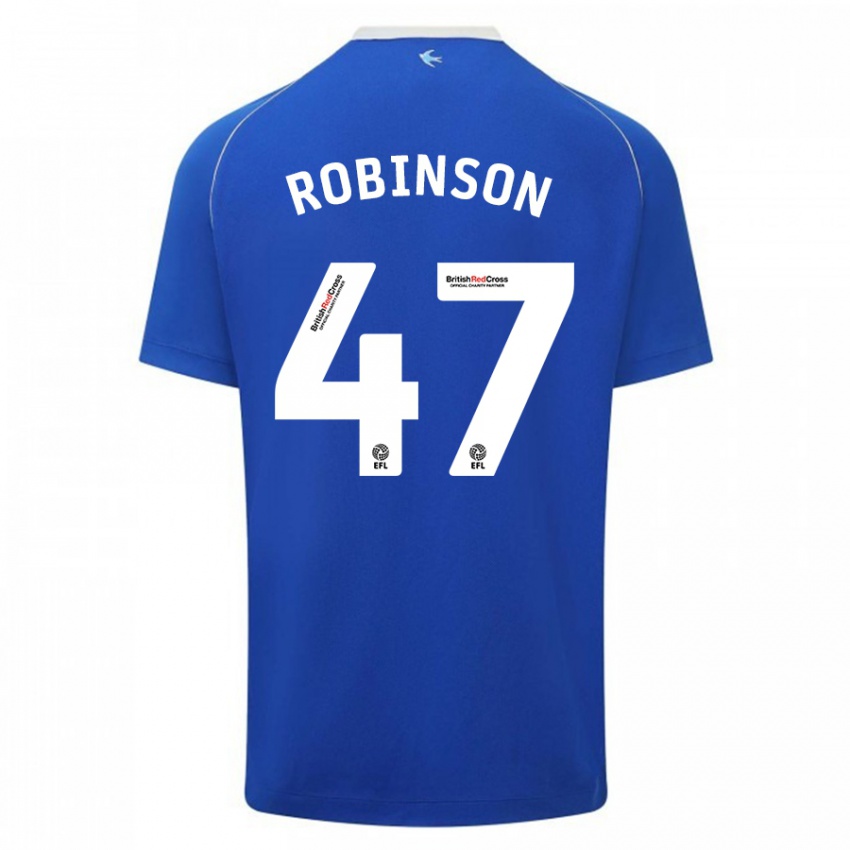 Miesten Callum Robinson #47 Sininen Kotipaita 2023/24 Lyhythihainen Paita T-Paita