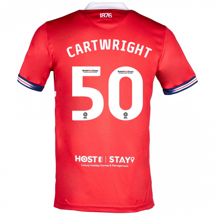 Miesten Fin Cartwright #50 Punainen Kotipaita 2023/24 Lyhythihainen Paita T-Paita