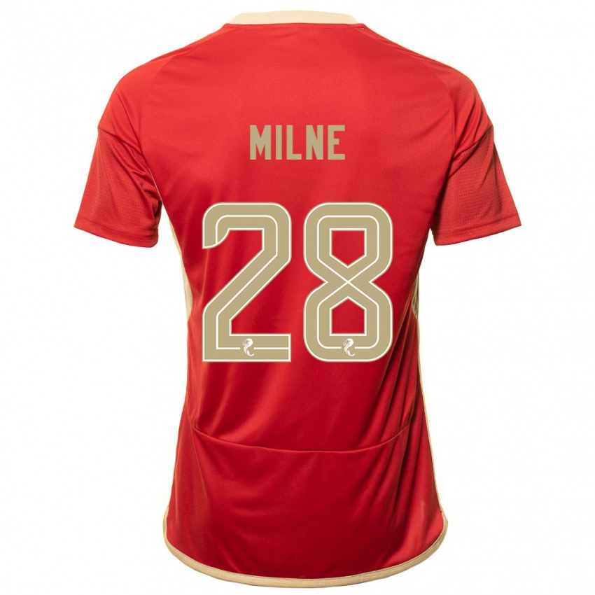 Miesten Jack Milne #28 Punainen Kotipaita 2023/24 Lyhythihainen Paita T-Paita