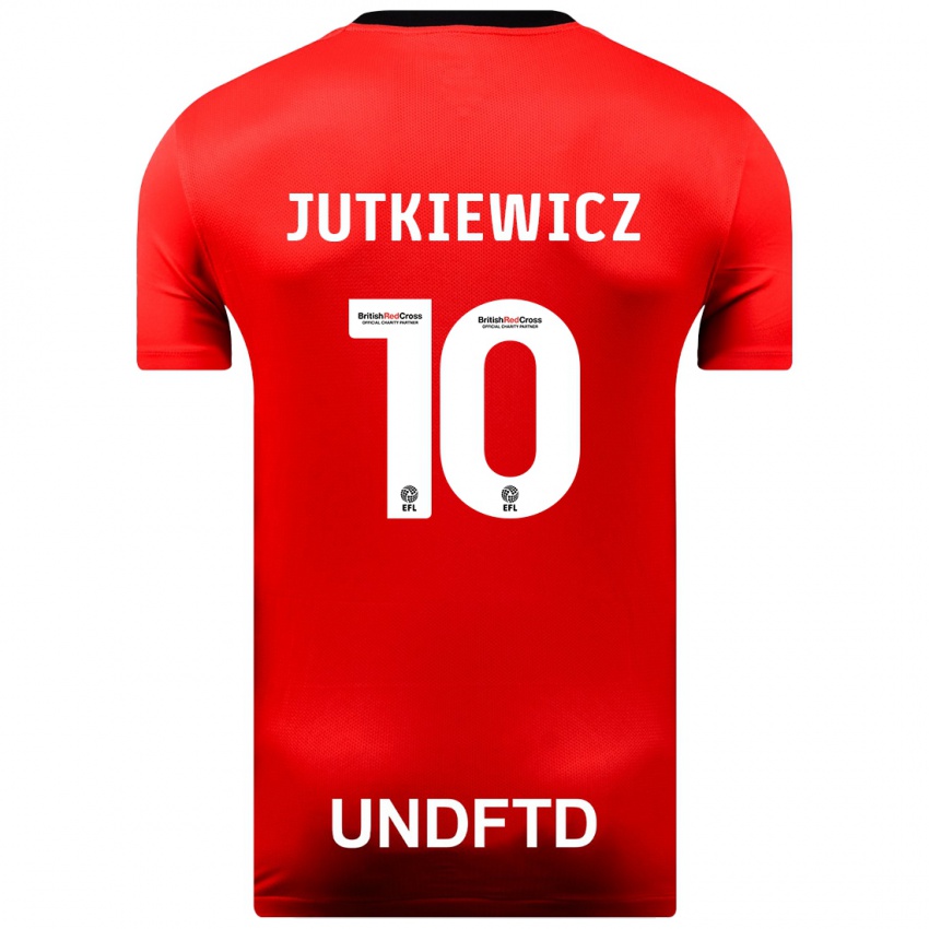 Miesten Lukas Jutkiewicz #10 Punainen Vieraspaita 2023/24 Lyhythihainen Paita T-Paita