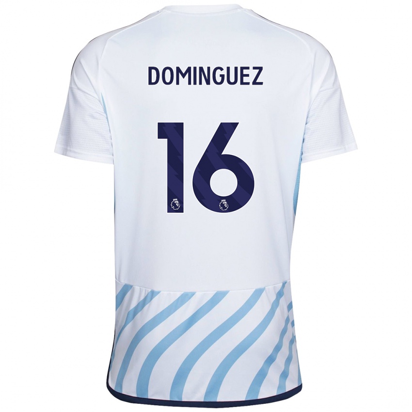 Miesten Nicolas Dominguez #16 Valkoinen Sininen Vieraspaita 2023/24 Lyhythihainen Paita T-Paita