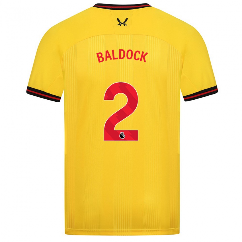 Miesten George Baldock #2 Keltainen Vieraspaita 2023/24 Lyhythihainen Paita T-Paita