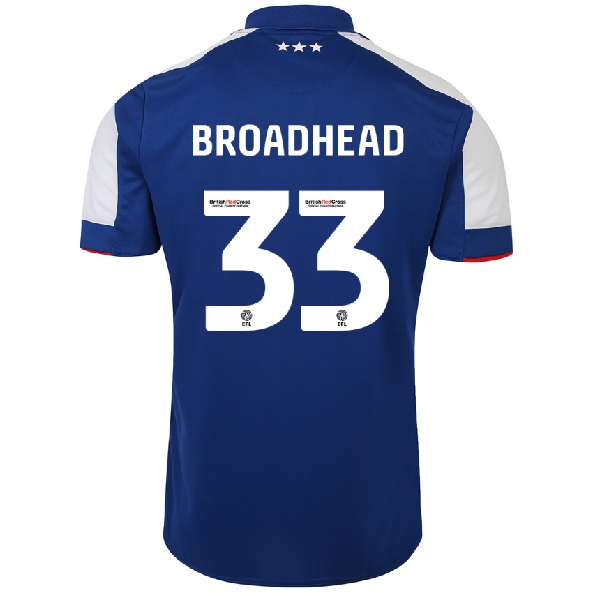 Naisten Nathan Broadhead #33 Sininen Kotipaita 2023/24 Lyhythihainen Paita T-Paita