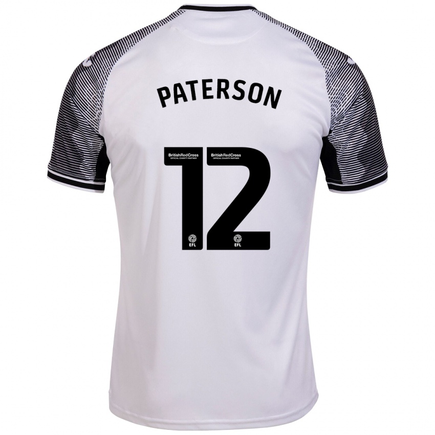 Naisten Jamie Paterson #12 Valkoinen Kotipaita 2023/24 Lyhythihainen Paita T-Paita