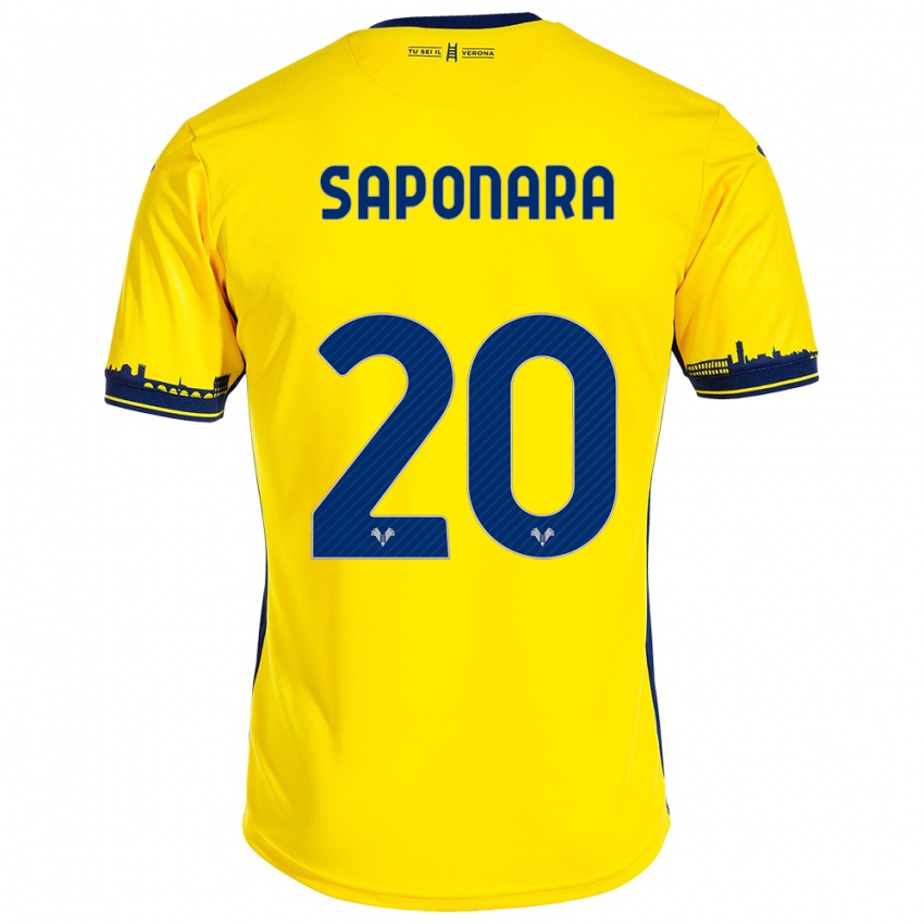 Naisten Riccardo Saponara #20 Keltainen Vieraspaita 2023/24 Lyhythihainen Paita T-Paita