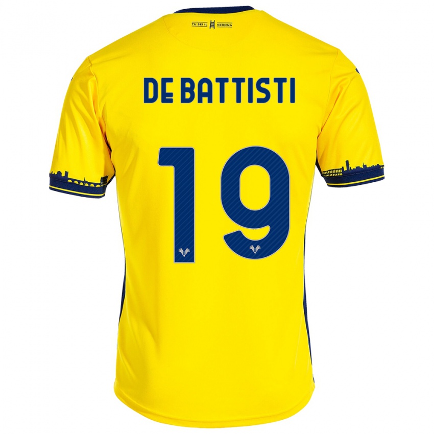 Naisten Davide De Battisti #19 Keltainen Vieraspaita 2023/24 Lyhythihainen Paita T-Paita