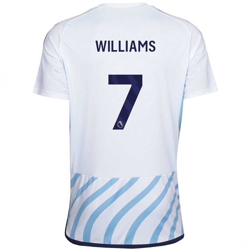 Naisten Neco Williams #7 Valkoinen Sininen Vieraspaita 2023/24 Lyhythihainen Paita T-Paita