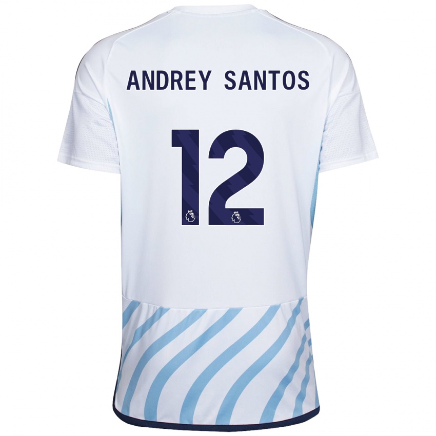 Naisten Andrey Santos #12 Valkoinen Sininen Vieraspaita 2023/24 Lyhythihainen Paita T-Paita