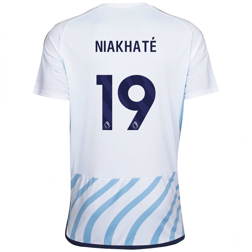 Naisten Moussa Niakhaté #19 Valkoinen Sininen Vieraspaita 2023/24 Lyhythihainen Paita T-Paita