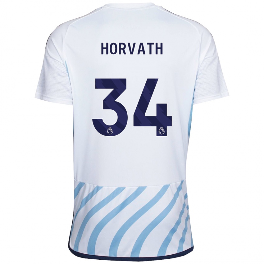 Naisten Ethan Horvath #34 Valkoinen Sininen Vieraspaita 2023/24 Lyhythihainen Paita T-Paita