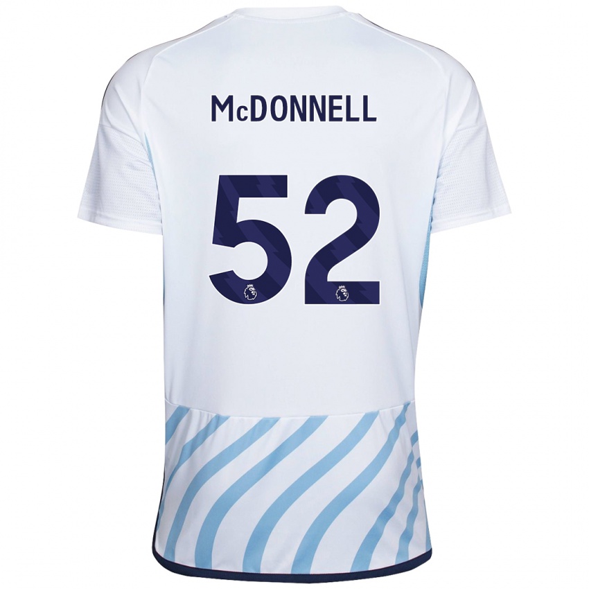Naisten Jamie Mcdonnell #52 Valkoinen Sininen Vieraspaita 2023/24 Lyhythihainen Paita T-Paita