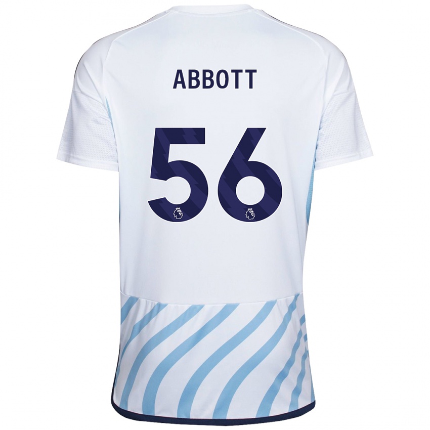 Naisten Zach Abbott #56 Valkoinen Sininen Vieraspaita 2023/24 Lyhythihainen Paita T-Paita