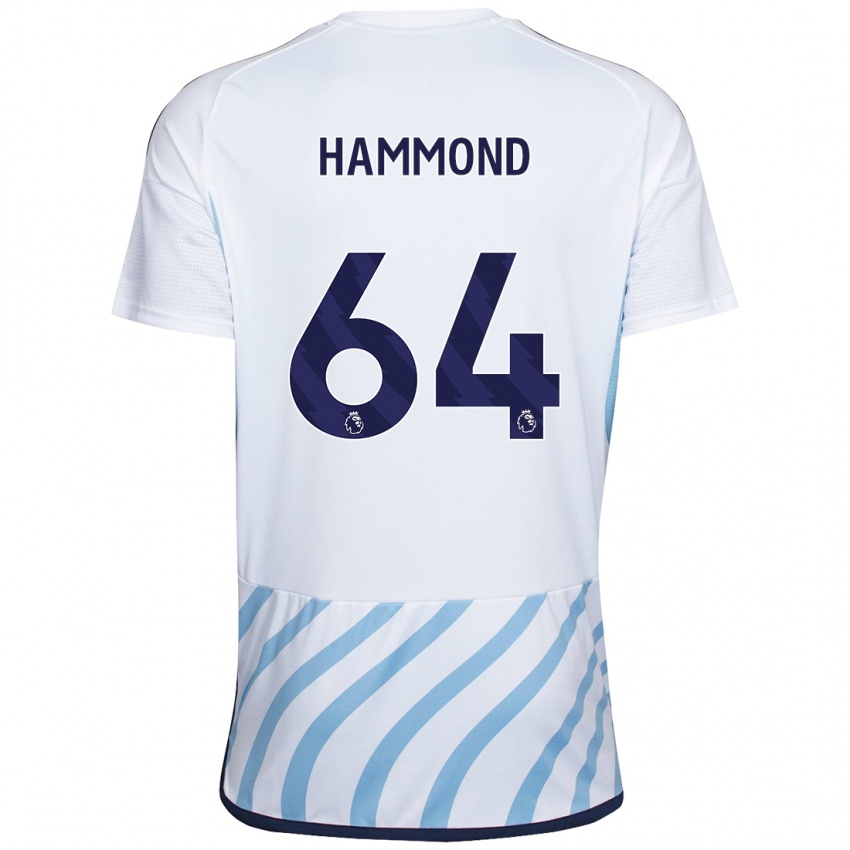 Naisten Ben Hammond #64 Valkoinen Sininen Vieraspaita 2023/24 Lyhythihainen Paita T-Paita