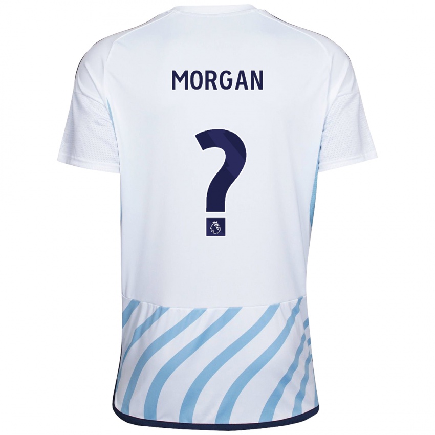 Naisten Elijah Morgan #0 Valkoinen Sininen Vieraspaita 2023/24 Lyhythihainen Paita T-Paita