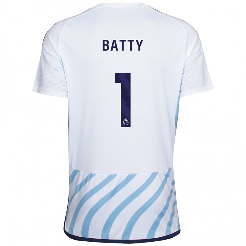 Naisten Emily Batty #1 Valkoinen Sininen Vieraspaita 2023/24 Lyhythihainen Paita T-Paita