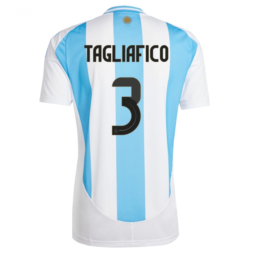 Lapset Argentiina Nicolas Tagliafico #3 Valkoinen Sininen Kotipaita 24-26 Lyhythihainen Paita T-Paita